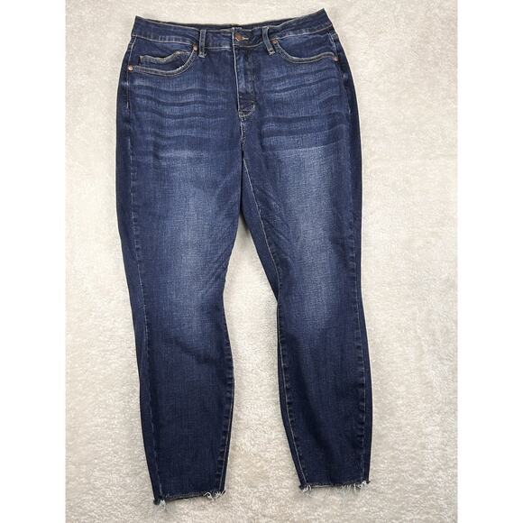 Judy Blue Jeans 16W Dark Wash Stretch Denim Skinny Fit Raw Hem JB88527 - Picture 1 of 9